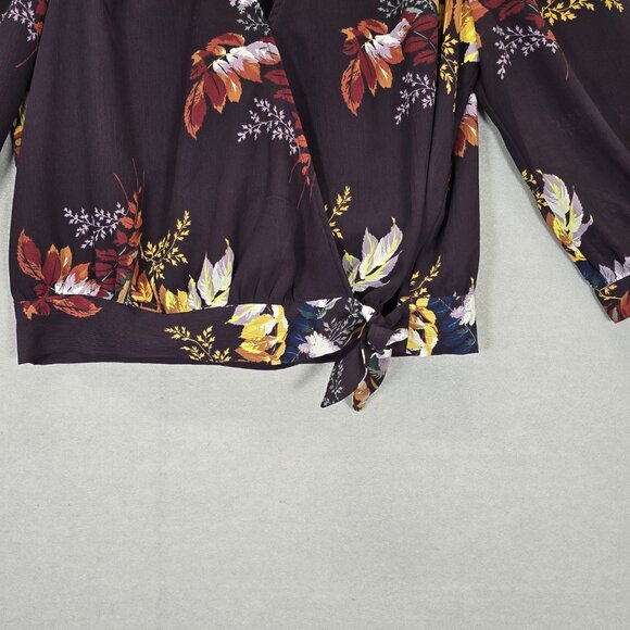 Madewell Wrap Front Top in Blooming Oasis Plum Womens Size Medium - Picture 9 of 14